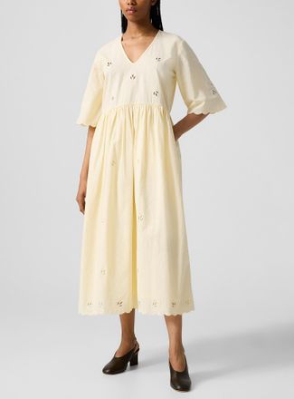 Skall Studio Womens Floral cotton and linen V-neck dress