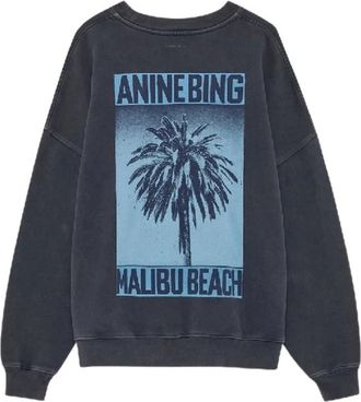 Anine Bing Miles Sweatshirt Palm - Dames - Sweatshirts & Hoodies - Zwart - Maat: M Katoen
