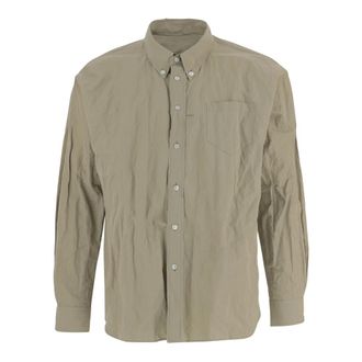 Willy Chavarria Casual Shirts, male, Brown, Size: S Cotton-blend Shirt with a Crinkled Texture