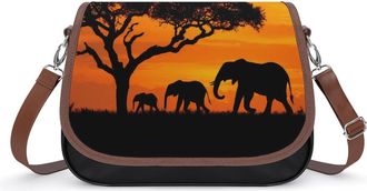 Generic Wild Elephant Family Crossbody Bags for Women Shoulder Messenger Bag Purse Handbags