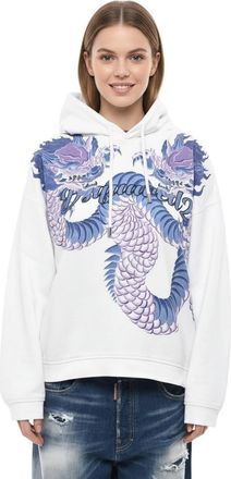 Dsquared2 White Printed Hood Sweatshirt