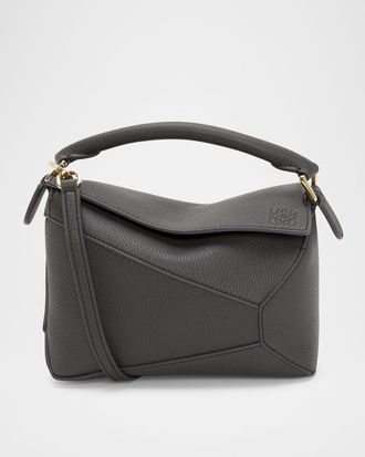 Loewe Puzzle Edge Mini Top-Handle Bag in Grained Leather