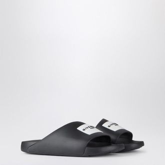 Givenchy Black Rubber Label Slide Flat Mules