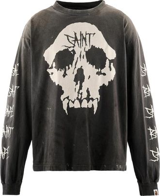 Saint Mxxxxxx X Bape Skull-print Long-sleeve T-shirt