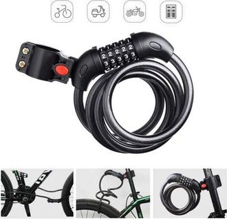 OEM Candado Para Bicicleta, Candado Antirrobo Para Bicicleta, C&oacute;digo De Combinaci&oacute;n Inteligente Ajustable De 5 D&iacute;gitos, Cadena Para Bicicleta, Cable, Cand