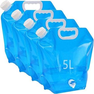 OEM 4 Botellas De Agua Plegables De 5 Litros Con Tapa A Prueba Fugas, Botella Agua Flexible, Botella Agua Plegable Sin Bpa Acampar Aire Libre, Azul