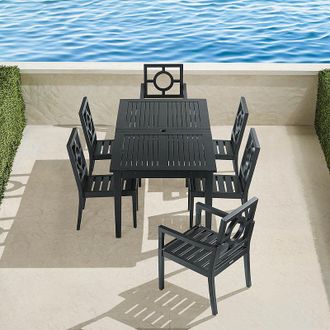 Frontgate Winhill 7-pc. Dining Set in Jet Black Aluminum - Frontgate