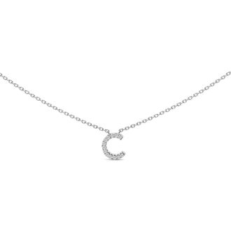 House of Brilliance 10K White Gold Diamond Accent A-Z Block Initial Pendant Necklace in White Gold | C at Nordstrom