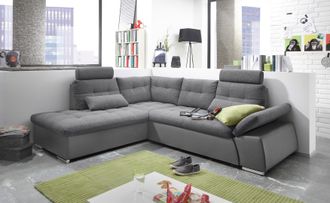 ED EXCITING DESIGN Ecksofa »Jakarta L-Form« mit Bettfunktion, Armteilverstellung, Kopfstützen & 2 Nierenkissen