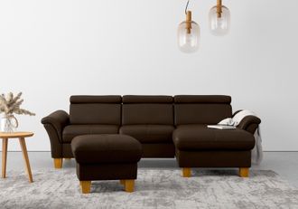 HOME AFFAIRE Ecksofa »Lindgren L-Form« wahlweise mit Bett mit klappbaren Rollen, Kasten und Kopfverstellung