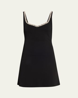 Alice & Olivia Eve Embellished-Trim Mini Dress