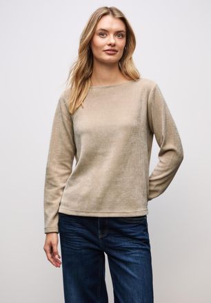 Street One Rundhalspullover STREET ONE, Damen, Gr. 34, sanded beige, Strick, Obermaterial: 98% Polyester, 2% Elasthan, unifarben, regular fit normal, U-Boot-Auss