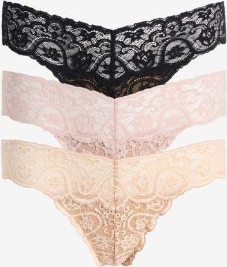Commando Tulip Tanga 3-Pack in Black/ivory/blush at Nordstrom