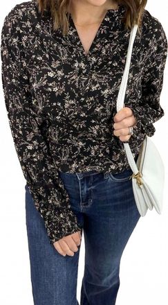 Staccato Floral V-Neck Blouse In Black