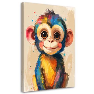 Feeby Cuadro En Lienzo, Monos Coloridos Animales Ex&oacute;ticos, 70x100