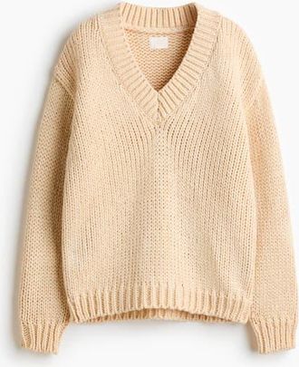 H&M Knitted V-neck Jumper in Butter Yellow at Nordstrom, Size Xx-Small