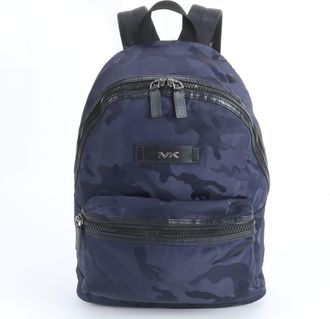 Michael Kors Navy Leather Nylon Backpack (Pre-Owned)