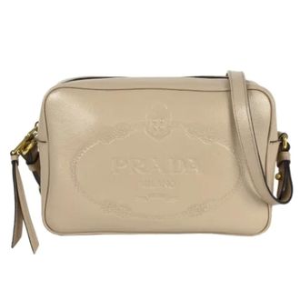 Prada Pre-owned 1Bh089 Schoudertas - Dames - Pre-owned - Beige - Maat: ONE Size Leer