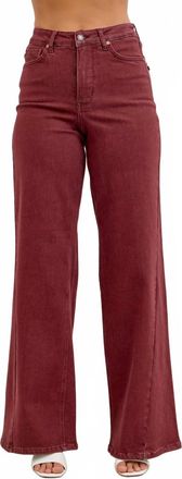 Judy Blue High Waisted Retro Wide Leg With Twisted Seams Jeans In Bordeaux