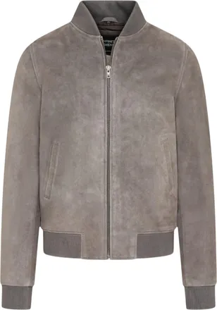Infinity Leather Mens Grey Goat Suede MA-1 Bomber Jacket-Auckland