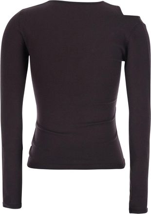 Federica Tosi Womens Pullover Cutout Pull Brown Viscose Tops Top