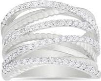 Queen Jewels Cubic Zirconia Twisted Crossover Ring in Silver at Nordstrom Rack, Size 10