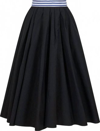 Rosie Assoulin Womens Full Pleated Cotton Skirt In Black