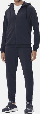 Emporio Armani Mens Ventus7 Performance Cotton Zip Hooded Navy Tracksuit - Size: 40