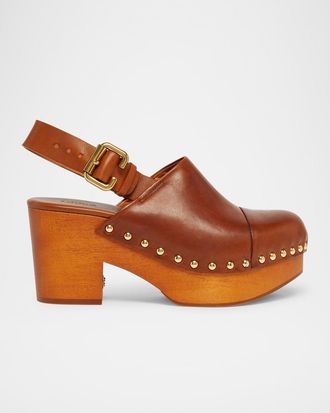 Chloé Jeannette Leather Slingback Platform Clogs