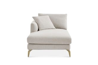 Castlery Spill-Resistant Chaise Sofa with Removable Frame and Cushion Covers and Brass Legs - Grey | Lena by Castlery