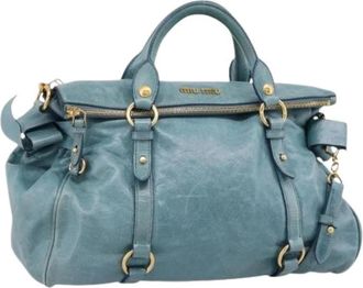 Miu Miu Pre-owned Hand Bag - Dames - Vintage Handtas - Blauw - ONE Size - Leer - Vintage