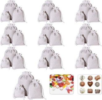 OEM Juego De 30 Bolsas De Lino Con Cord&oacute;n Ajustable, 3 Tama&ntilde;os (10 Bolsas Por Tama&ntilde;o), Bolsas Peque&ntilde;as De Tela Para Rellenar, Halloween, Pascua