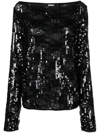 Rotate Top con paillettes - Nero