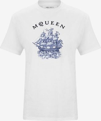 Alexander McQueen Kurzarm-T-Shirt mit Print Sailor Tattoo