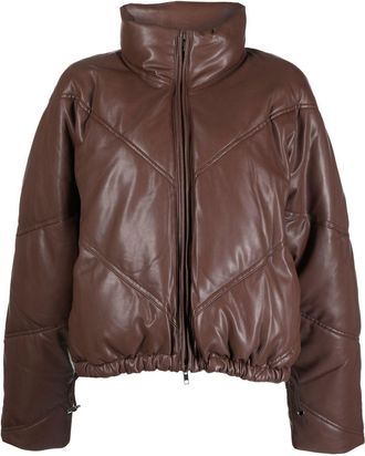 A.L.C. Morrison high-neck padded jacket - women - Viscose/Elastane/Polyurethane/Polyester/Polyester - L - Brown