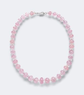 Ileana Makri 18kt white gold beaded necklace with gemstones