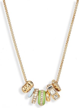 Nordstrom Rack Stacked Enamel Charm Necklace in Blue- Green- Gold at Nordstrom Rack