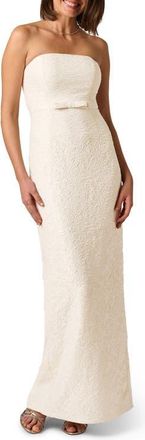 Adrianna Papell Glitter Jacquard Strapless Gown in Ecru/Gold at Nordstrom, Size 10