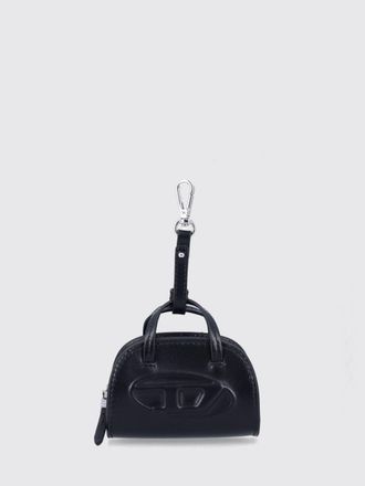 Diesel Leather Keychain with Oval D Logo and a Carabiner Snap Hook