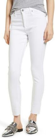 AG - Adriano Goldschmied The Farrah High Waist Raw Hem Ankle Skinny Jeans in Wht White at Nordstrom Rack, Size 23