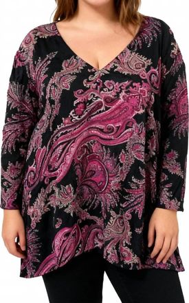 Karen Kane Women Haute Pink Neck Blouse, Size: 3X