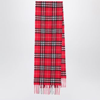 Burberry Sciarpa motivo Check rossa in cashmere