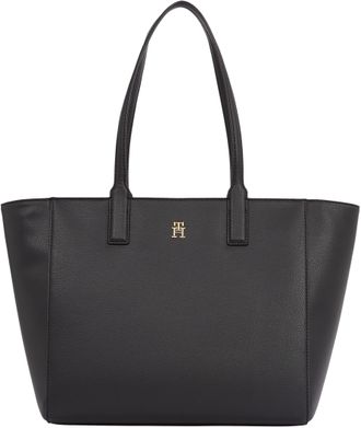 Tommy Hilfiger Womens Soft Logo Tote Bag with Zip, Black (Black), One Size