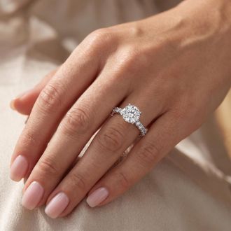 Pompeii3 3 1/2Ct Diamond Eternity Engagement Ring Lab Grown 14k White Gold