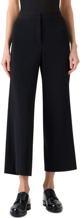 Akris Marlon Laser Cut Crepe Crop Wide Leg Pants in Black at Nordstrom, Size 14