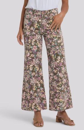 NYDJ Mia High Waist Palazzo Jeans in Earth Blooms at Nordstrom, Size 14