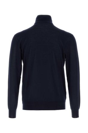 Saint Laurent Mens Navy Blue Cashmere Blend Sweater Bleunuit Exterior: Wool Silk Maglie
