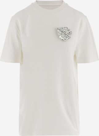 Jil Sander Beige Leaf Brooch T-shirt
