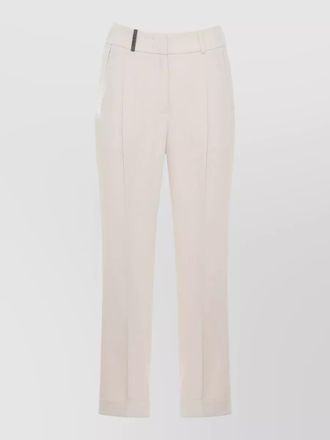PESERICO straight trousers belt loops pleats elastic waistband