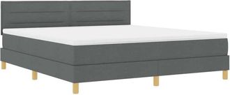 vidaXL Cama Box Spring Con Colch&oacute;n Gris Oscuro 180 X 200 Cm Tela Vidaxl